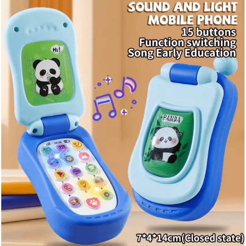 Cartoon Flip Phone Toy For Kids Interactive Musical Learning Phone With Lights Sounds 3