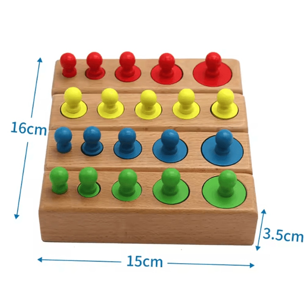 Montessori Wooden Cylinder Puzzle Toy Sensory Size Matching Skill Development Game 2