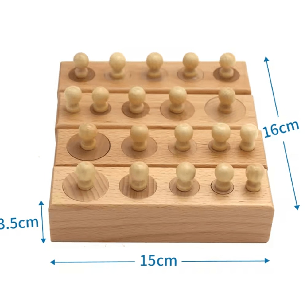 Montessori Wooden Cylinder Puzzle Toy Sensory Size Matching Skill Development Game 3