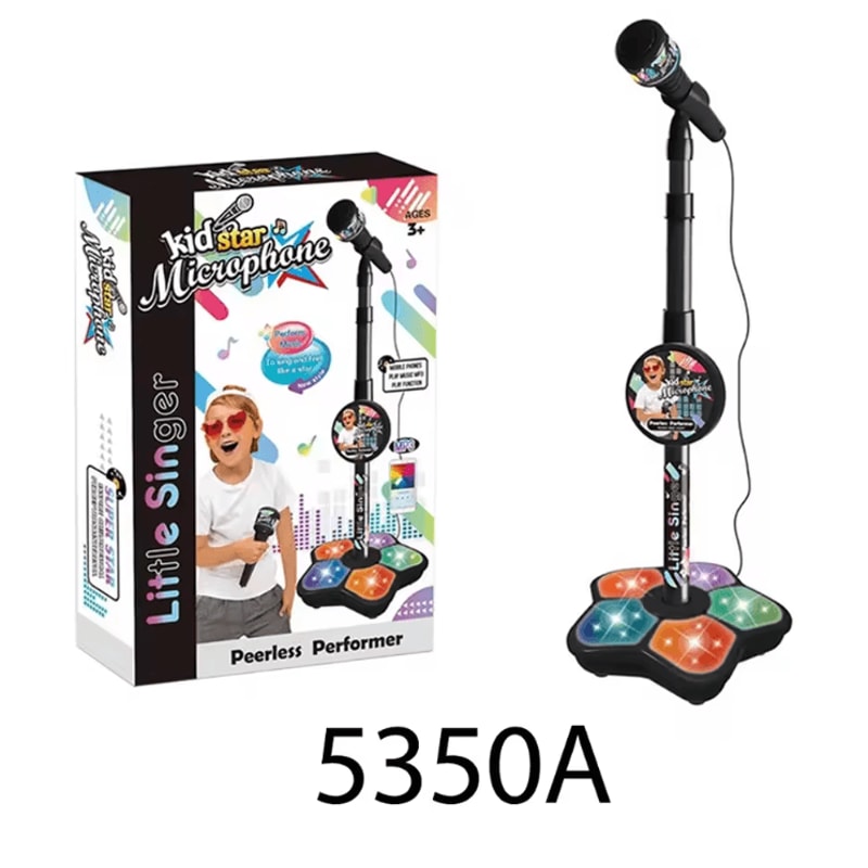 Kids Karaoke Microphone With Stand Interactive Singing Toy With Lights Music 3