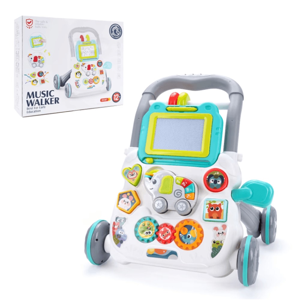Baby Push Walker With Music Drawing Board Multifunction Learning Activity Walker For Toddlers 0