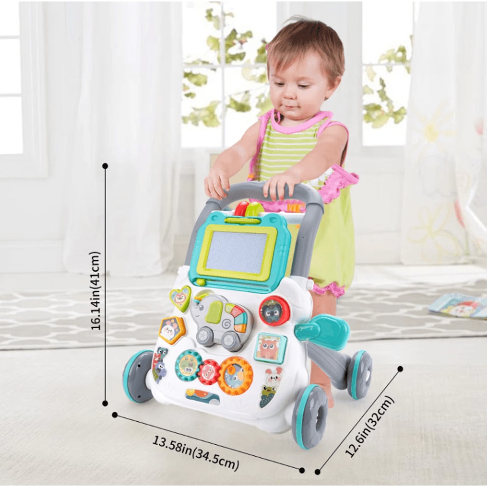 Baby Push Walker With Music Drawing Board Multifunction Learning Activity Walker For Toddlers 1