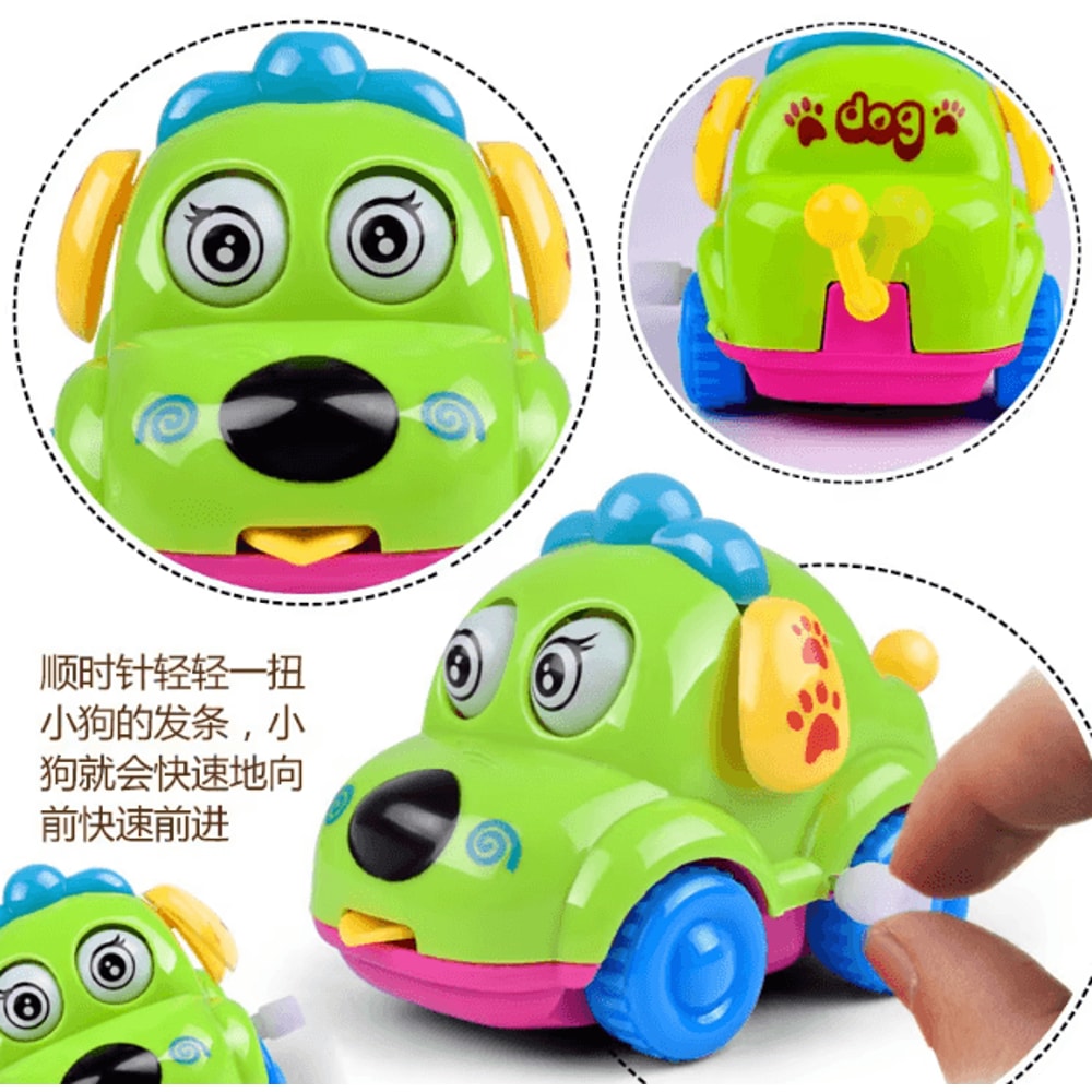 Cute Animal WindUp Toy Car Clockwork ChainUp Mini Cartoon Car For Kids 3