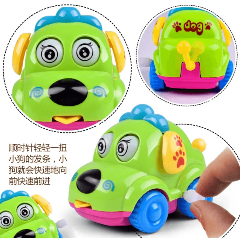 Cute Animal WindUp Toy Car Clockwork ChainUp Mini Cartoon Car For Kids 3