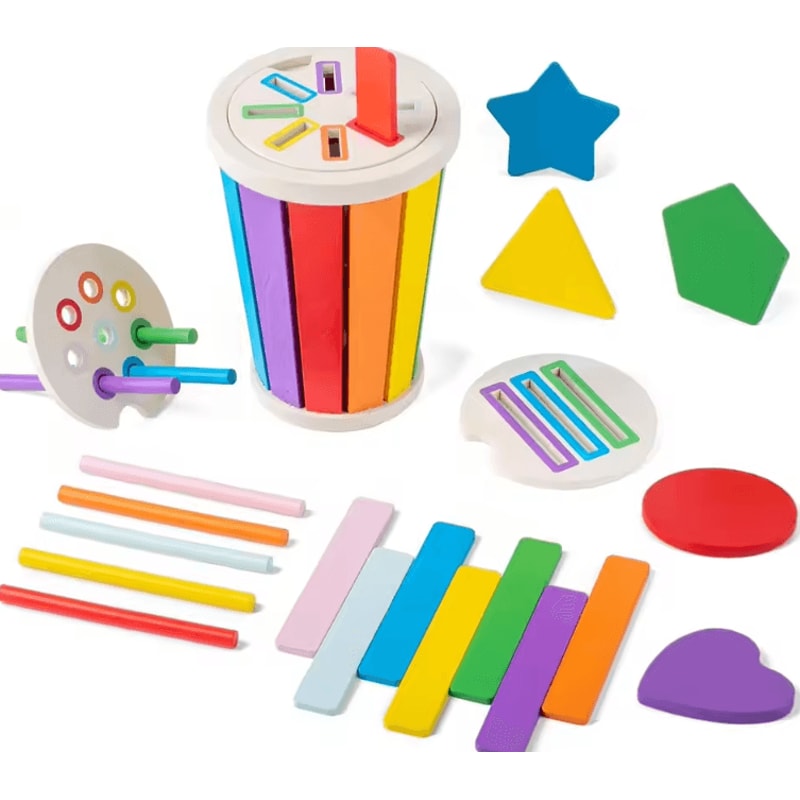 Montessori Wooden Color Shape Sorting Toy Kids Matching Fine Motor Learning Game 4