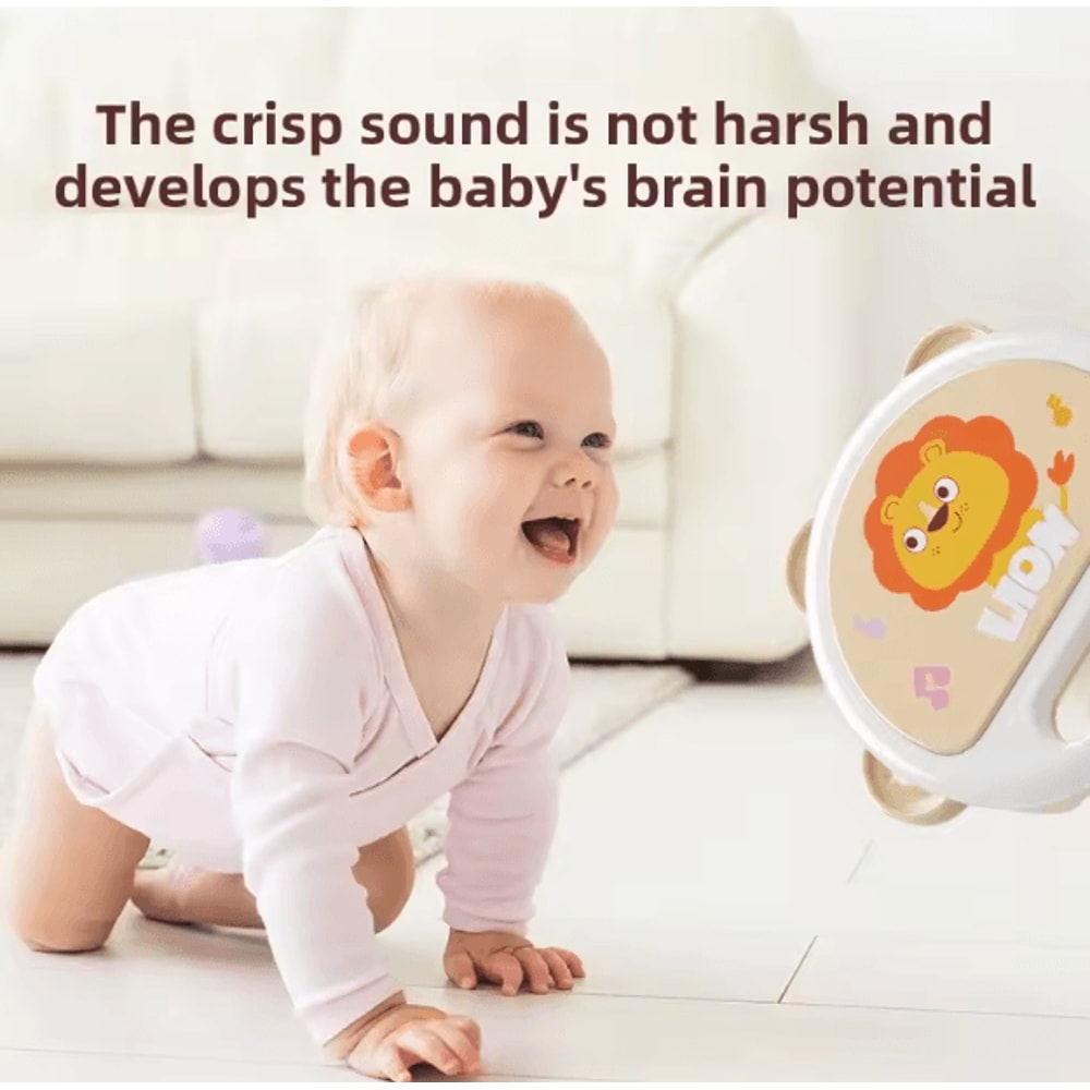 Lion Baby Drum Toy Montessori Handheld Musical Rattle For Sensory Learning 2