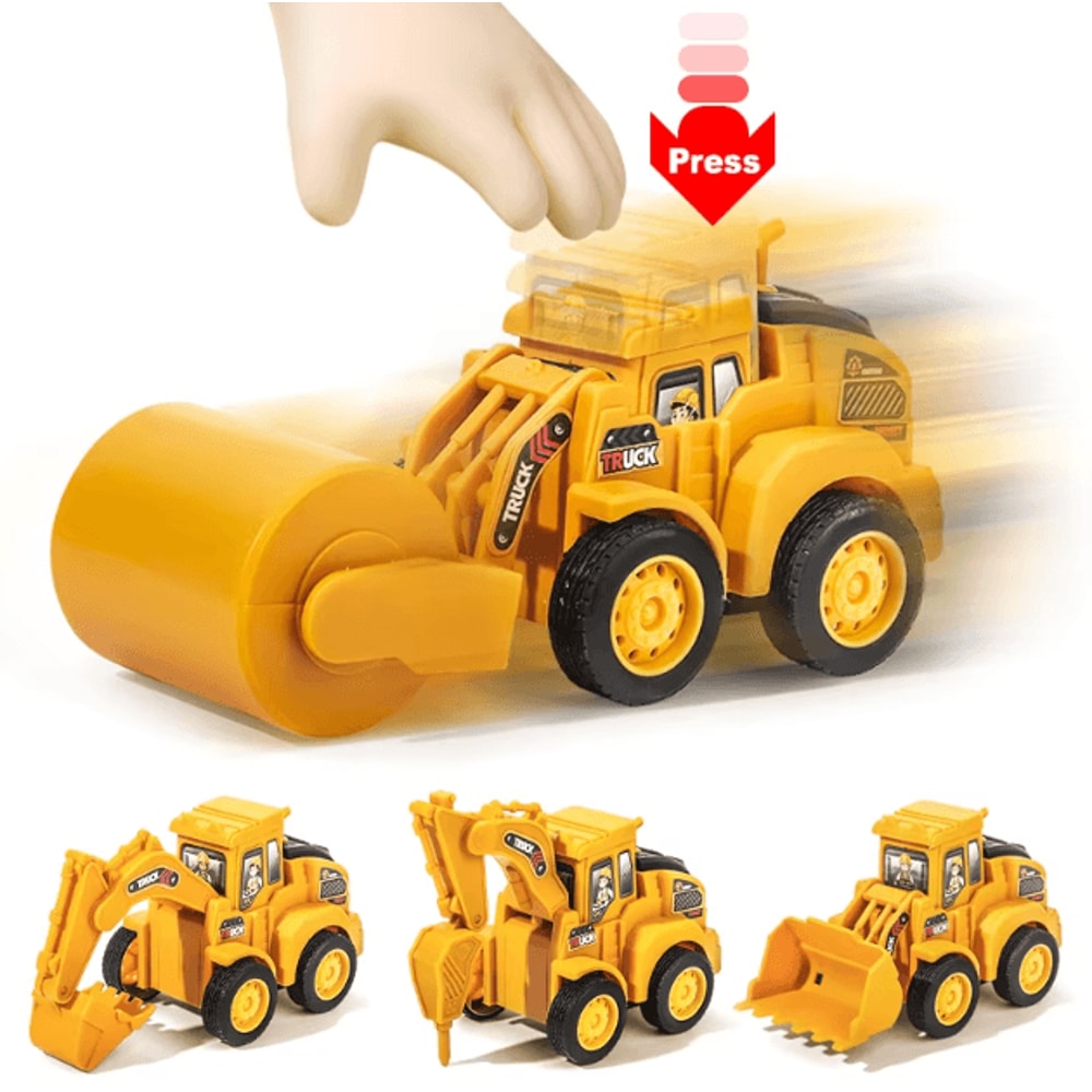 Press Go Construction Vehicle Toy Set Kids Excavator Bulldozer Engineering Cars 0