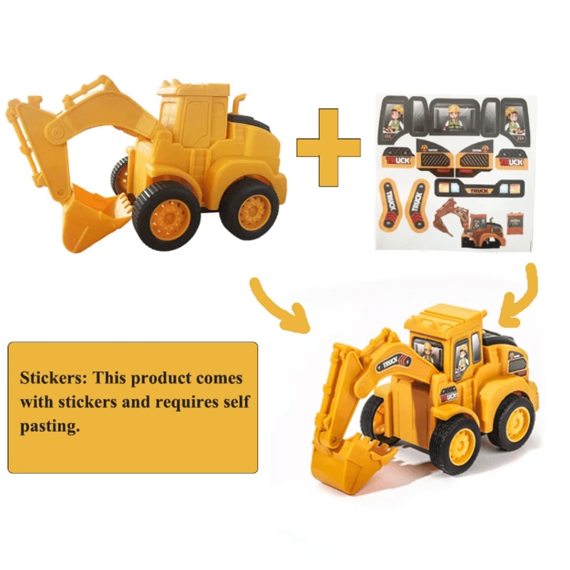 Press Go Construction Vehicle Toy Set Kids Excavator Bulldozer Engineering Cars 2