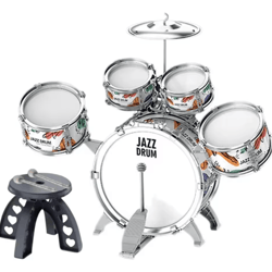 kids jazz drum set with stool & pedal – toddler percussion musical toy kit
