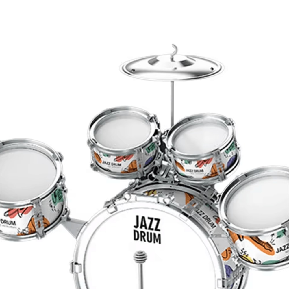 Kids Jazz Drum Set With Stool Pedal Toddler Percussion Musical Toy Kit 3
