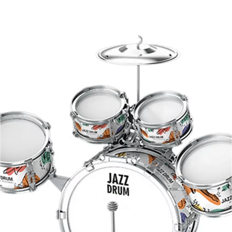 Kids Jazz Drum Set With Stool Pedal Toddler Percussion Musical Toy Kit 3