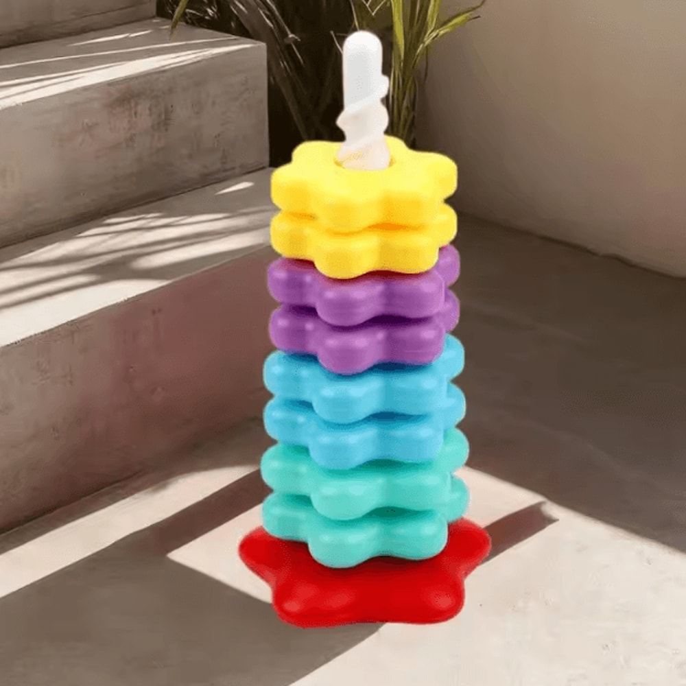 Montessori Spinning Rainbow Stacking Tower Baby Motor Skill Development Puzzle Toy 1