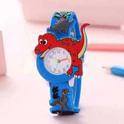 kids 3d dinosaur silicone watch – cartoon quartz wristwatch for boys and girls