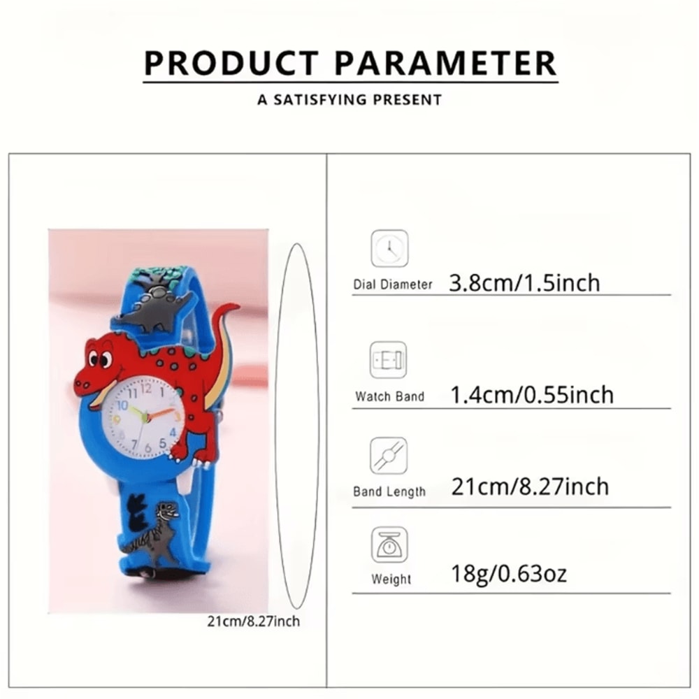 Kids 3D Dinosaur Silicone Watch Cartoon Quartz Wristwatch For Boys And Girls 1