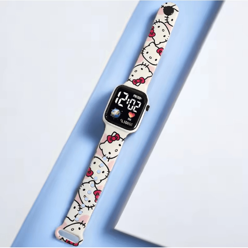 Cartoon Kids Digital Watch Stitch Hello Kitty Silicone Wristwatch For Girls 4