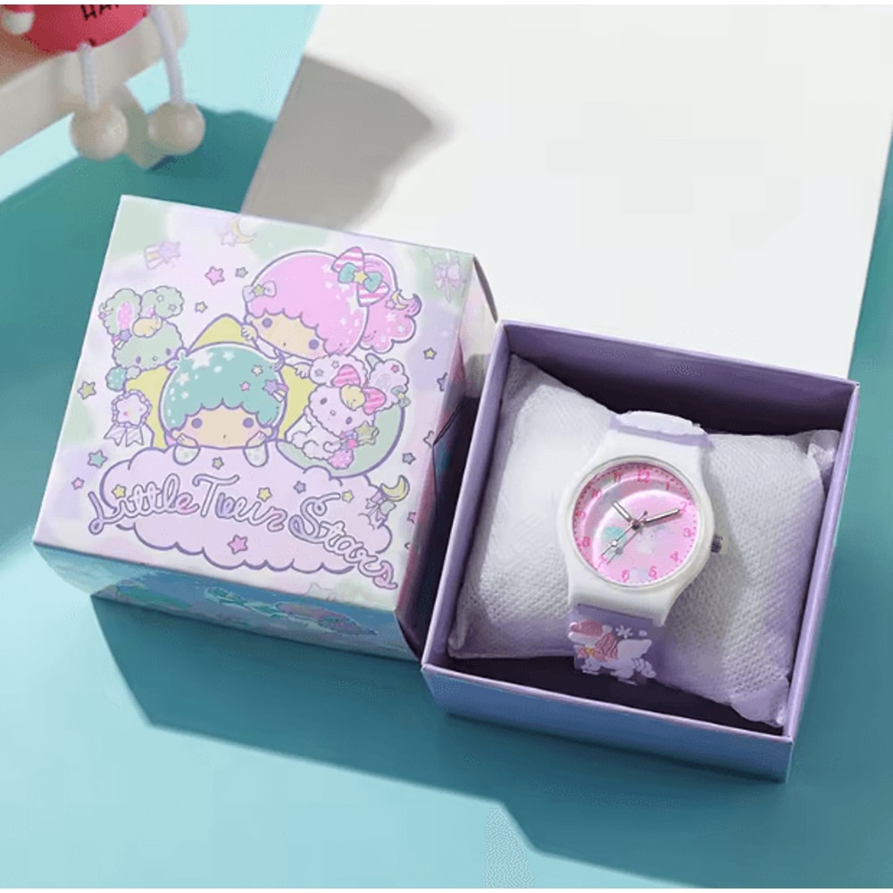 3D Hello Kitty Cartoon Kids Watch Cinnamoroll Kuromi Melody Silicone Wristwatch Gift Set 5