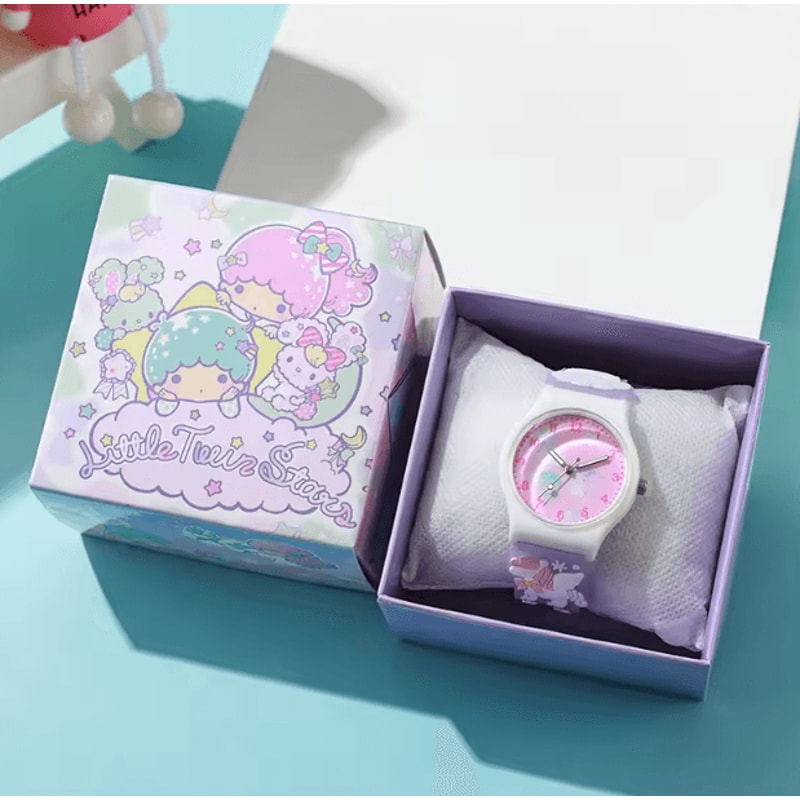 3D Hello Kitty Cartoon Kids Watch Cinnamoroll Kuromi Melody Silicone Wristwatch Gift Set 5