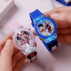 disney minnie mickey kids light-up watch – cartoon flashing silicone wristwatch toy