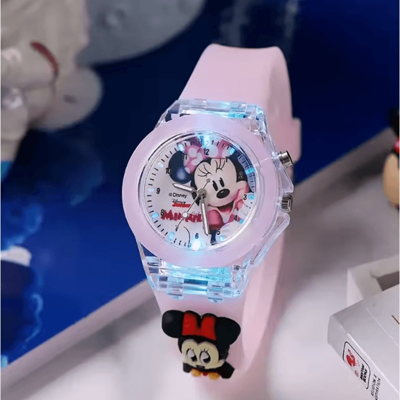 Disney Minnie Mickey Kids LightUp Watch Cartoon Flashing Silicone Wristwatch Toy 5