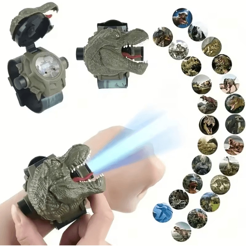 3D Dinosaur Projection Watch For Kids LED LightUp Digital Learning Toy 0