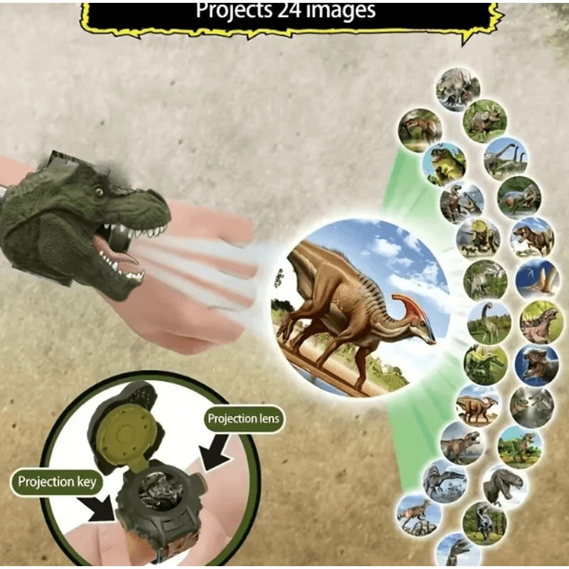 3D Dinosaur Projection Watch For Kids LED LightUp Digital Learning Toy 1