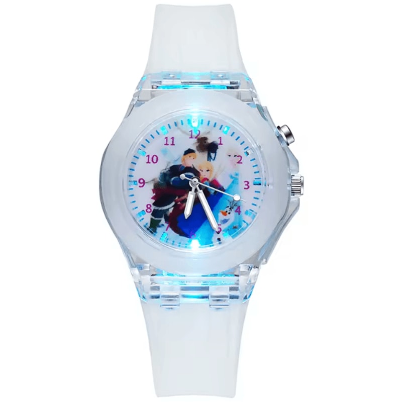 Disney Frozen Kids LightUp Watch Princess Elsa Silicone Strap Cartoon Wristwatch 2