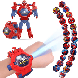 spiderman projection watch for kids – 24 image led light-up digital wristwatch toy