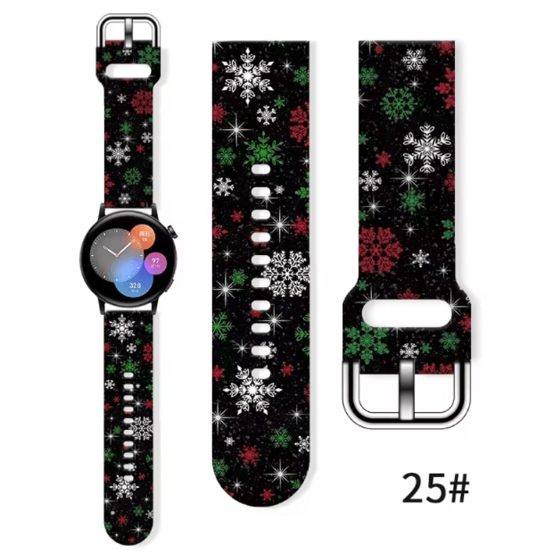 Christmas Silicone Watch Band 20mm Festive Replacement Strap For Samsung Galaxy And Smartwatches 1