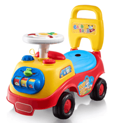 toddler ride-on push car with music & storage – sit to stand learning walker toy