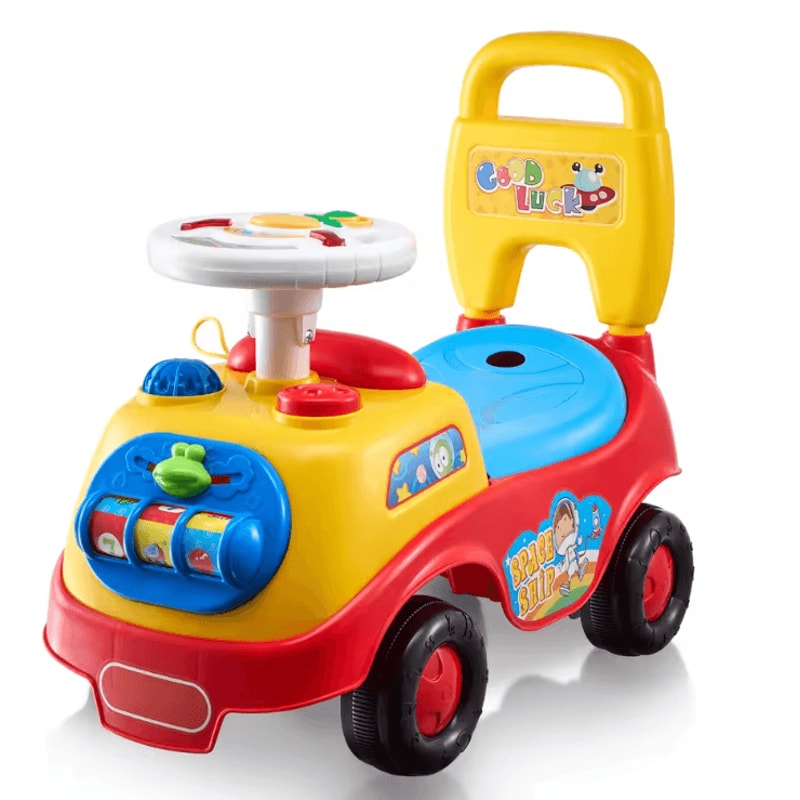 Toddler RideOn Push Car With Music Storage Sit To Stand Learning Walker Toy 0