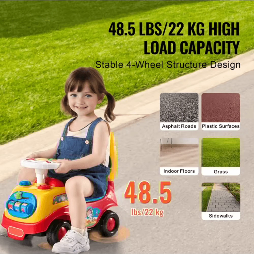 Toddler RideOn Push Car With Music Storage Sit To Stand Learning Walker Toy 2