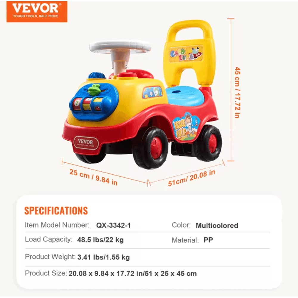 Toddler RideOn Push Car With Music Storage Sit To Stand Learning Walker Toy 3