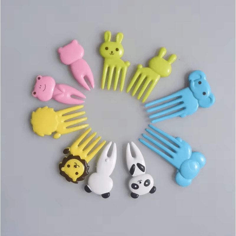 Cute Animal Food Picks Set Mini Cartoon Fruit Forks For Kids Lunch Bento 1