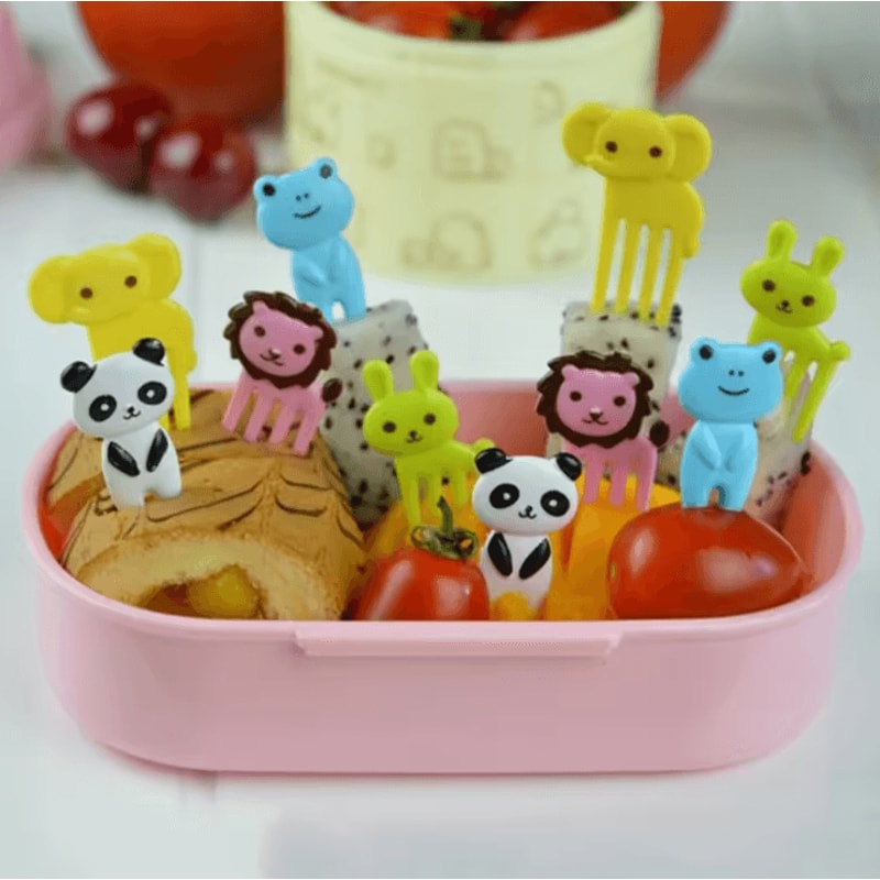 Cute Animal Food Picks Set Mini Cartoon Fruit Forks For Kids Lunch Bento 4