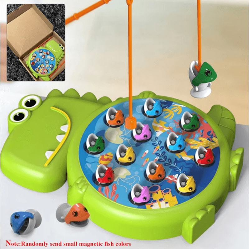 Dinosaur Magnetic Fishing Toy Set Montessori Learning Game With Rod For Kids 1