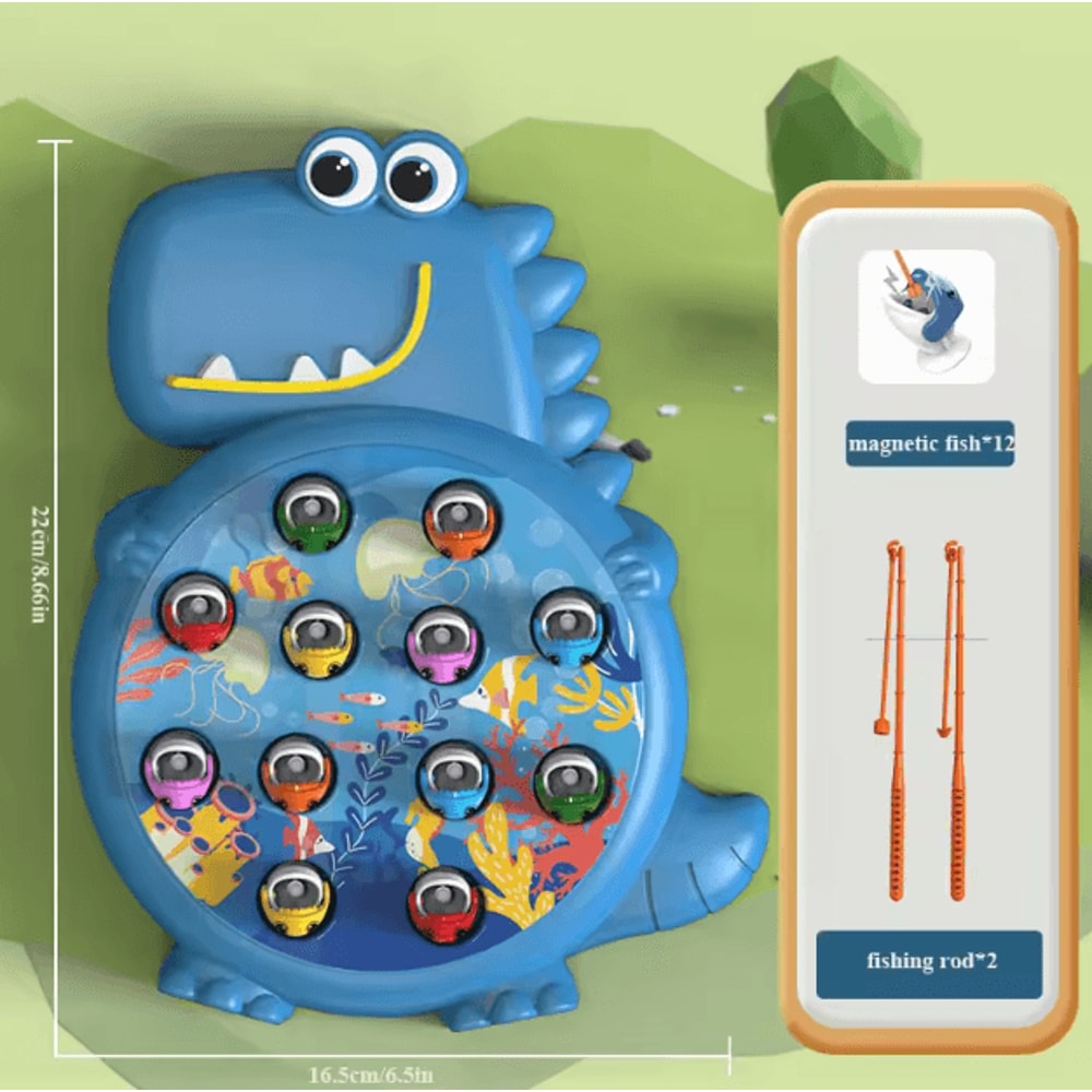 Dinosaur Magnetic Fishing Toy Set Montessori Learning Game With Rod For Kids 3