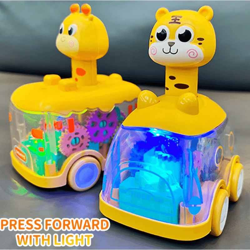 Press Go Animal Gear Car Toy Pull Back Inertial Puzzle Vehicle For Kids 1