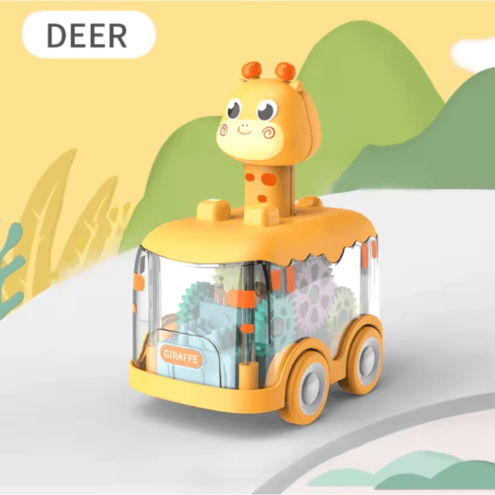 Press Go Animal Gear Car Toy Pull Back Inertial Puzzle Vehicle For Kids 3