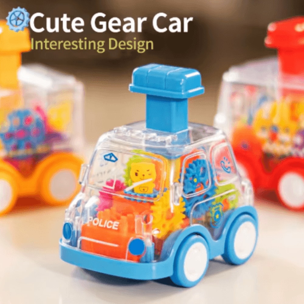 Transparent Gear Pull Back Car Toy Press Go Inertia Educational Car For Kids 1