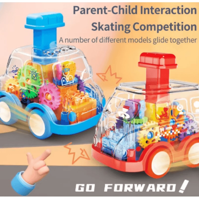 Transparent Gear Pull Back Car Toy Press Go Inertia Educational Car For Kids 2