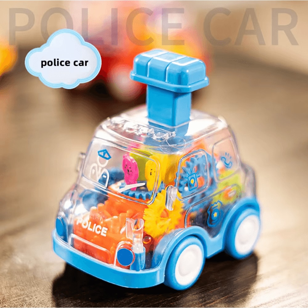 Transparent Gear Pull Back Car Toy Press Go Inertia Educational Car For Kids 3
