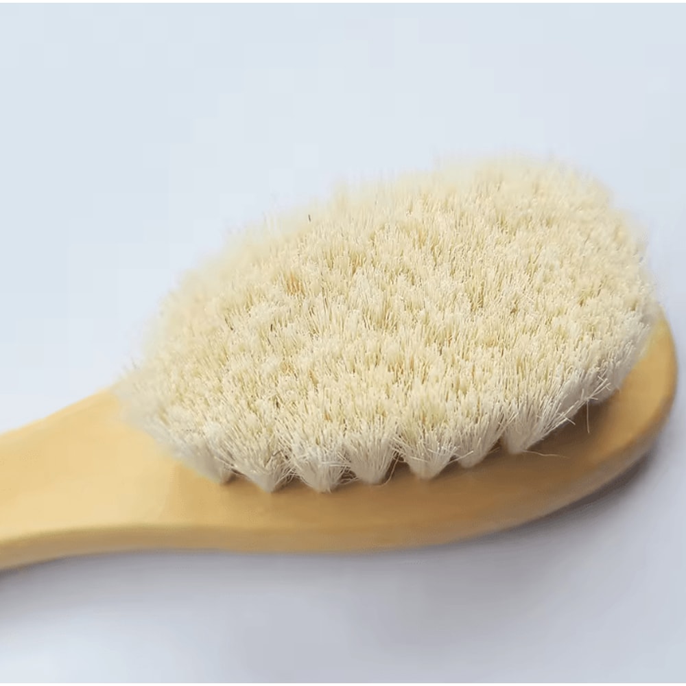 2Piece Wooden Baby Hair Brush Set Soft Wool Newborn Comb Scalp Massager 4