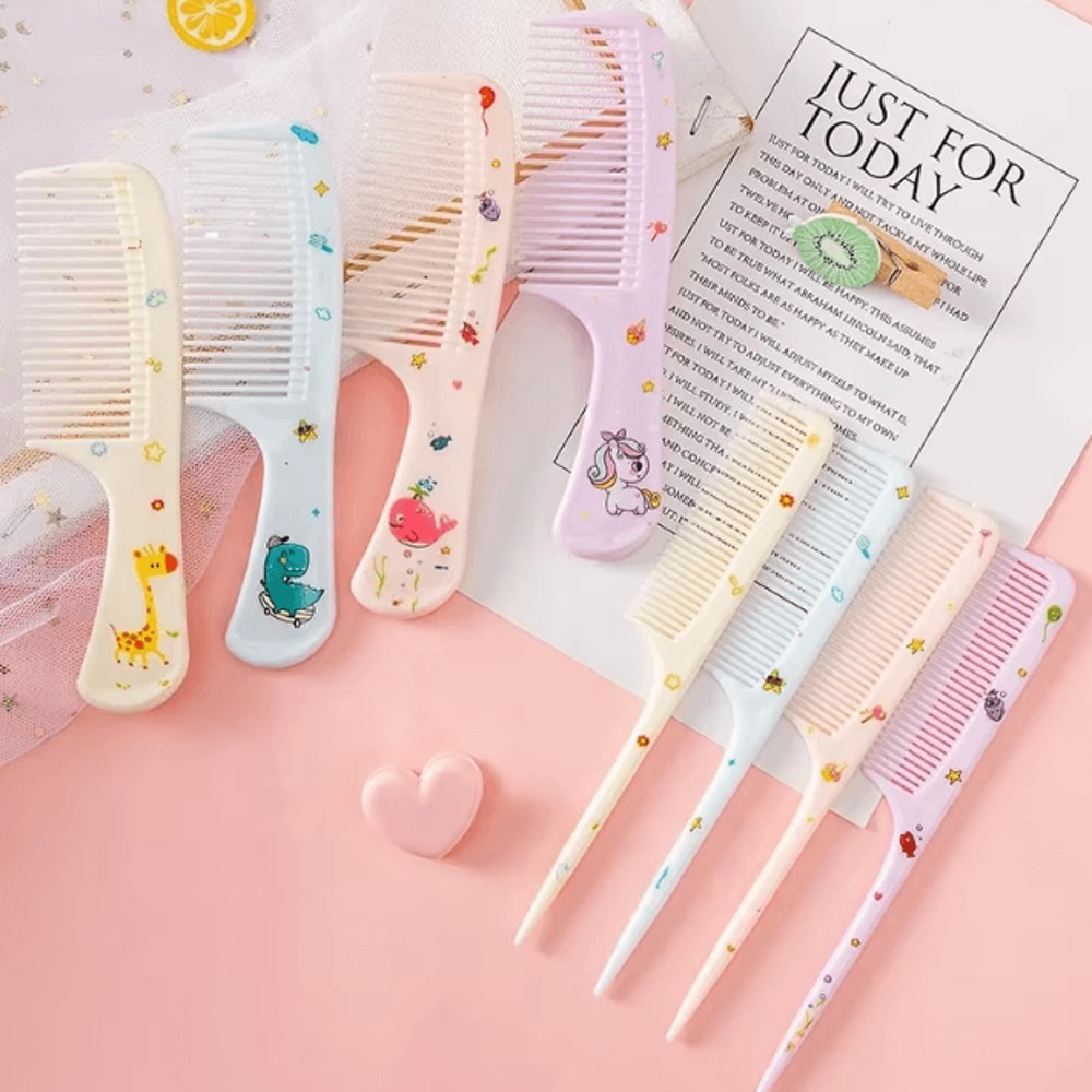 2Piece Cartoon Kids Hair Comb Set AntiStatic Tail Comb Detangling Comb 1