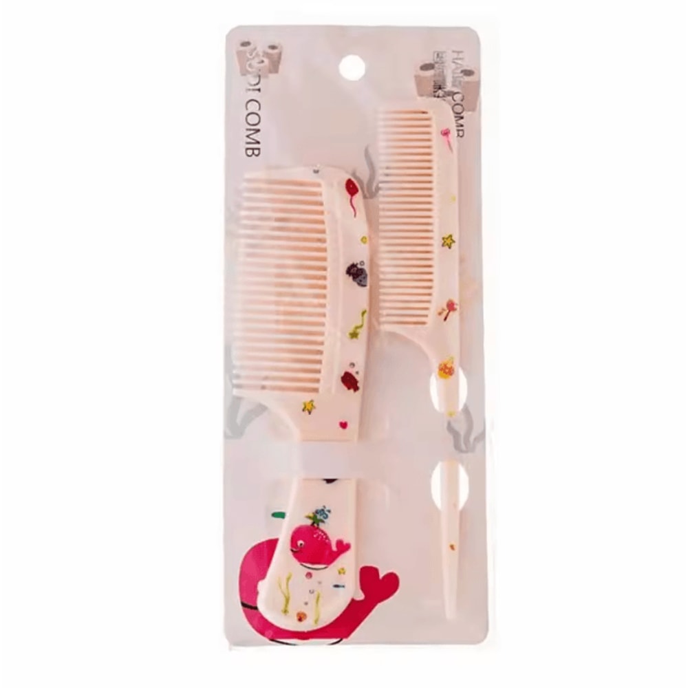 2Piece Cartoon Kids Hair Comb Set AntiStatic Tail Comb Detangling Comb 4