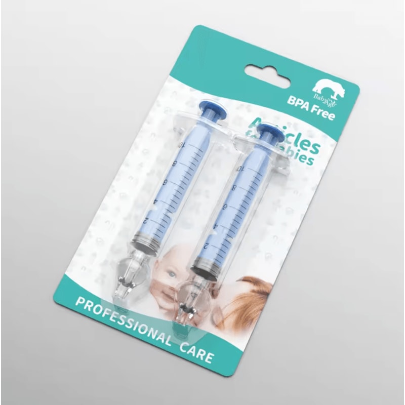 2PCS Baby Nasal Aspirator Syringe Gentle Infant Nose Cleaner Mucus Remover 3