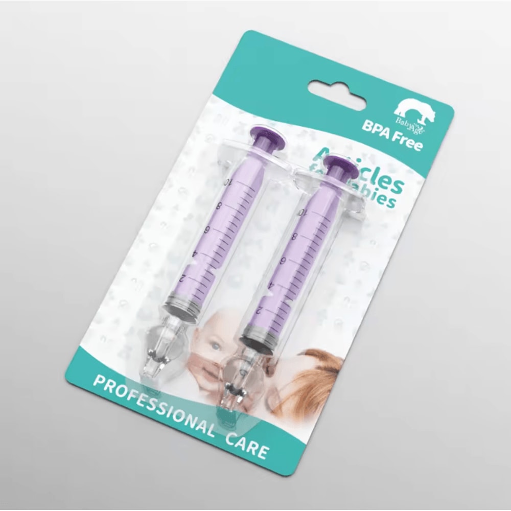 2PCS Baby Nasal Aspirator Syringe Gentle Infant Nose Cleaner Mucus Remover 5