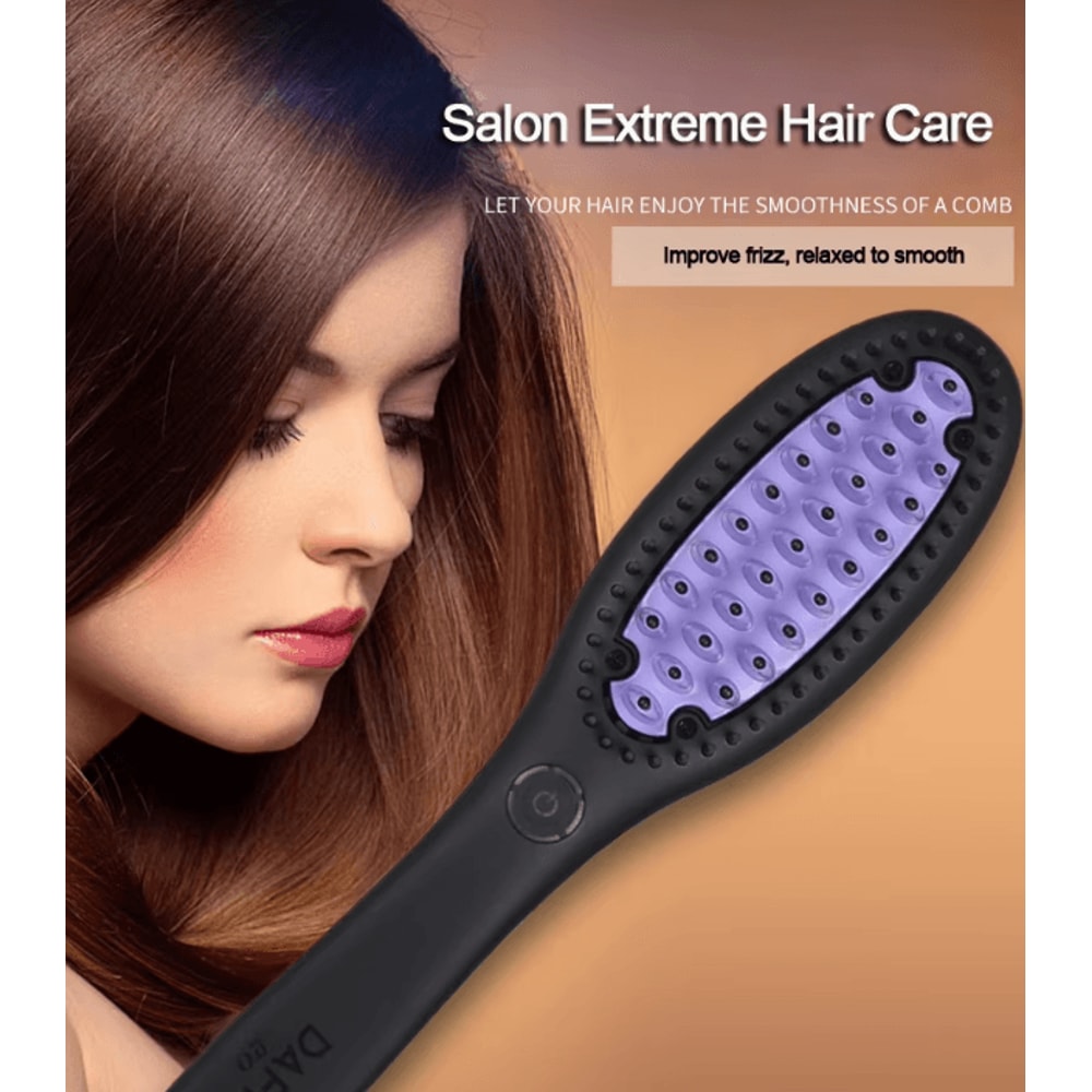Ceramic Hair Straightener Brush Fast Heating 2in1 Hot Comb For Smooth FrizzFree Styling 1