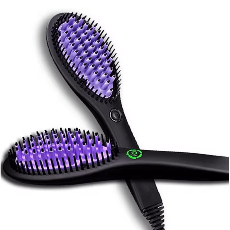 Ceramic Hair Straightener Brush Fast Heating 2in1 Hot Comb For Smooth FrizzFree Styling 3