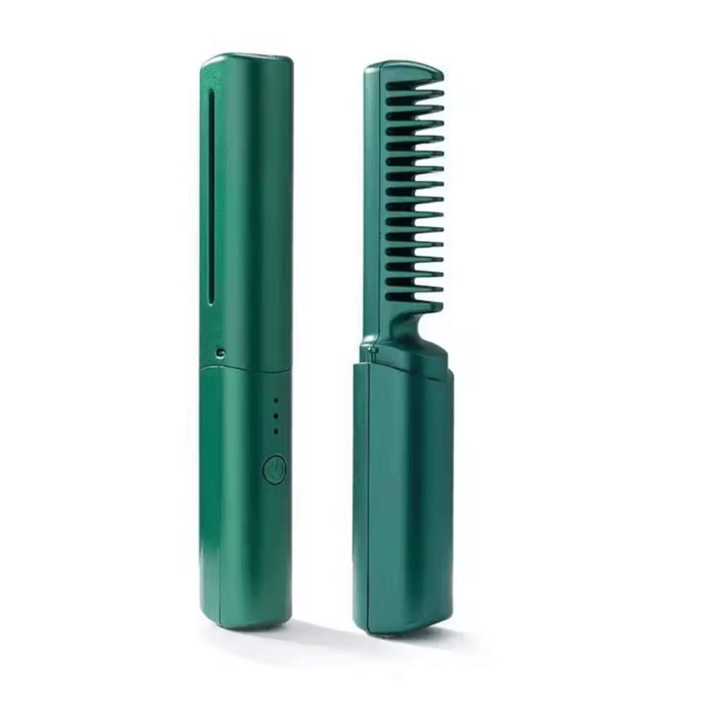 Portable Cordless Ceramic Hair Straightener Comb 2in1 Mini Styling Brush For Short Hair 4