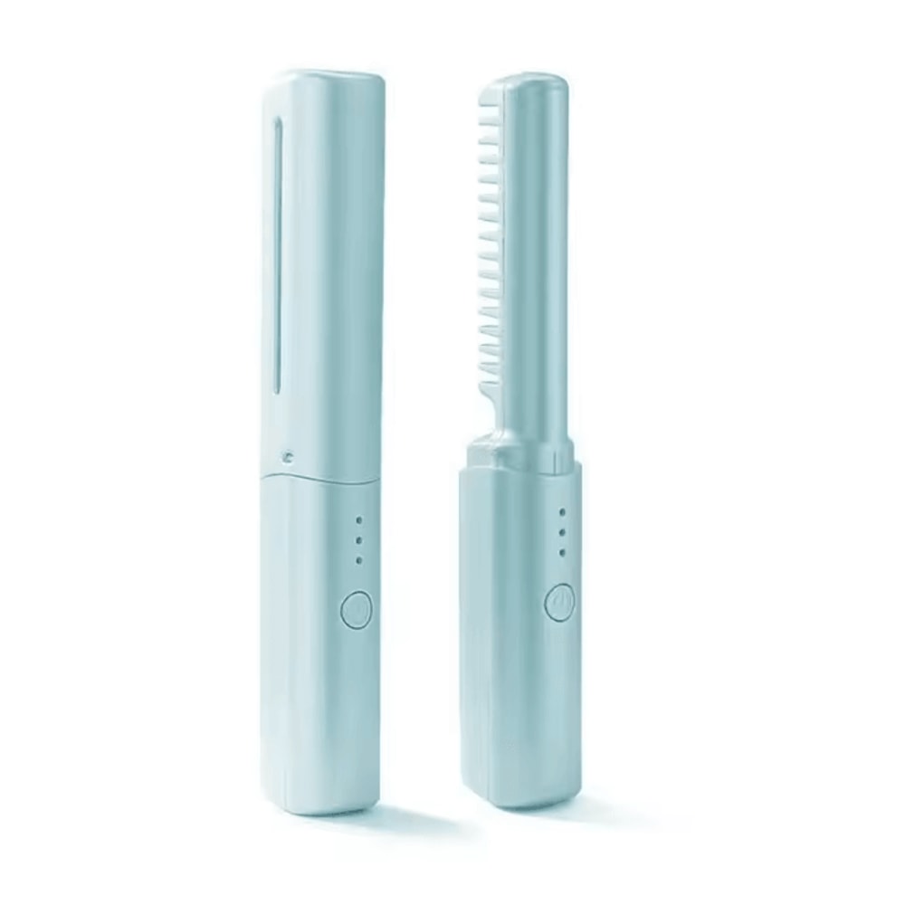 Portable Cordless Ceramic Hair Straightener Comb 2in1 Mini Styling Brush For Short Hair 5